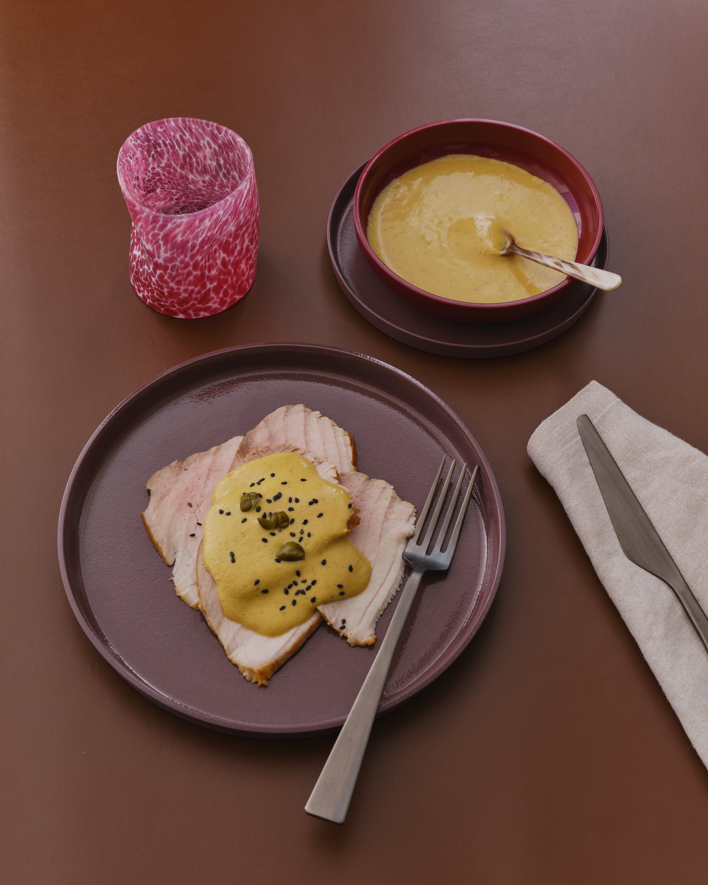 veal with soy sauce-marinated tuna sauce.