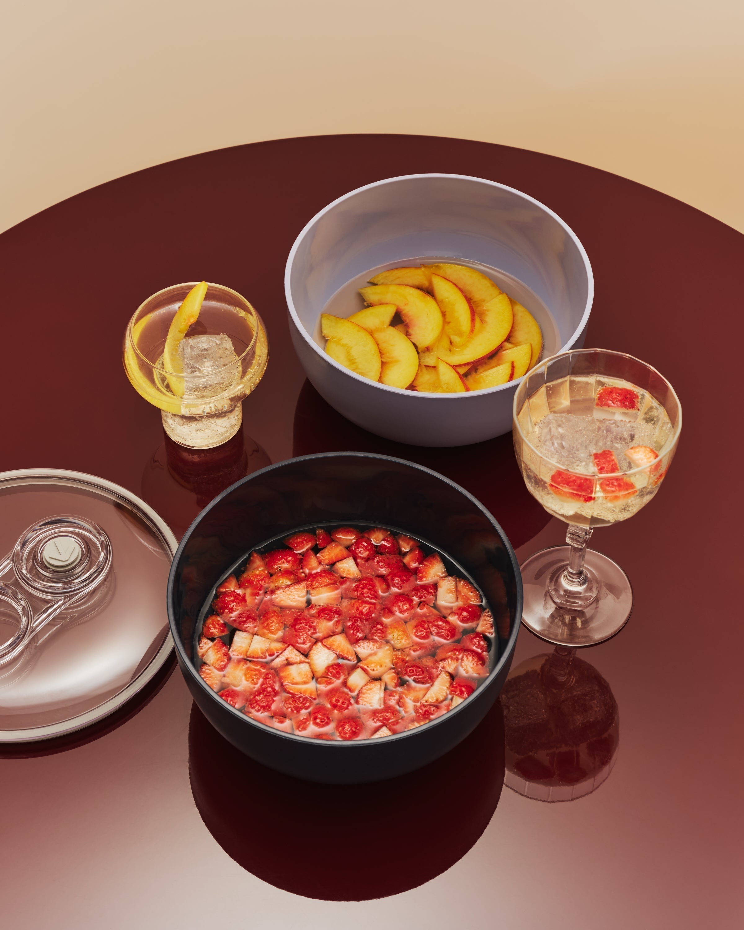 infused fruit for desserts or drinks.