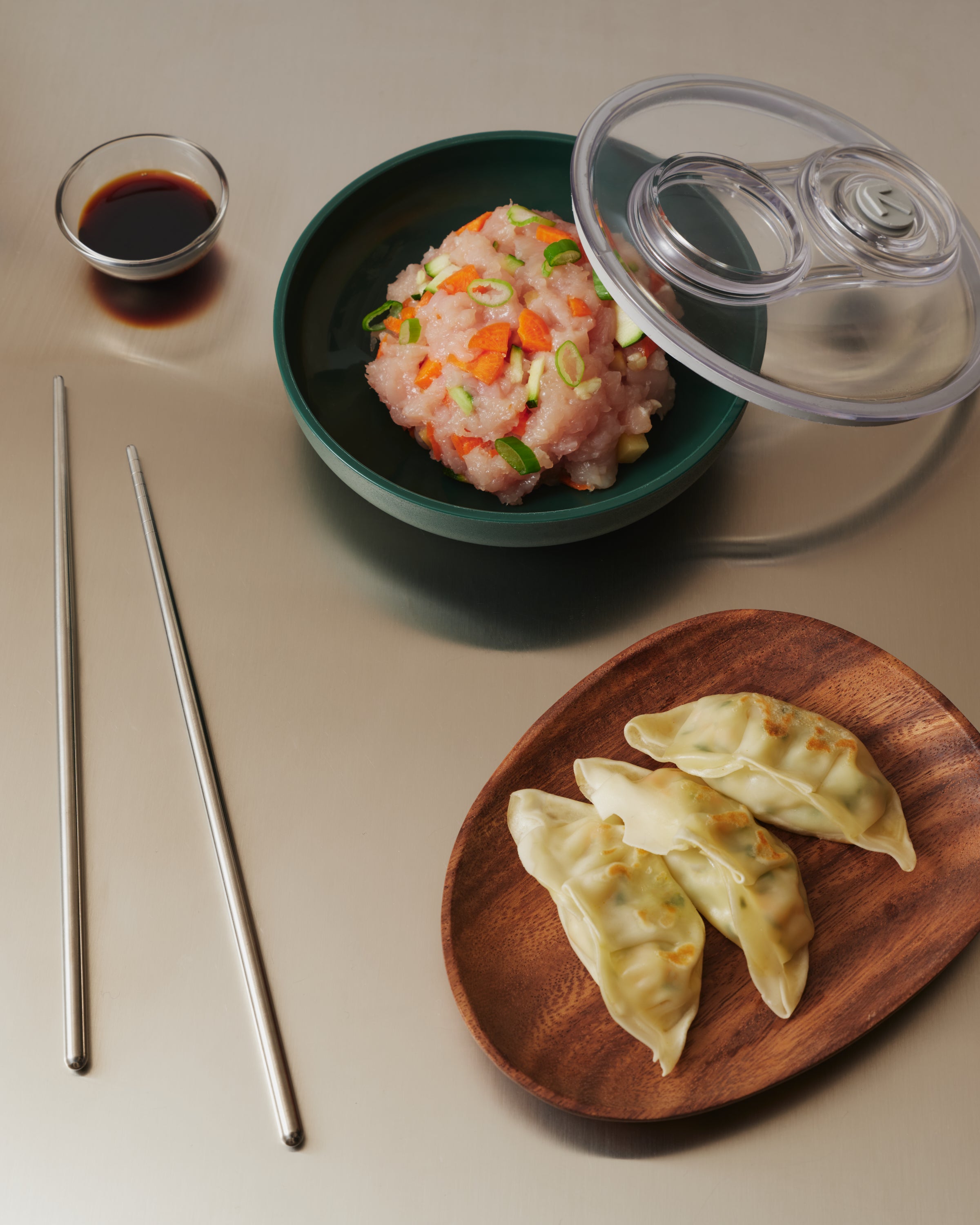 marinated meat gyoza.