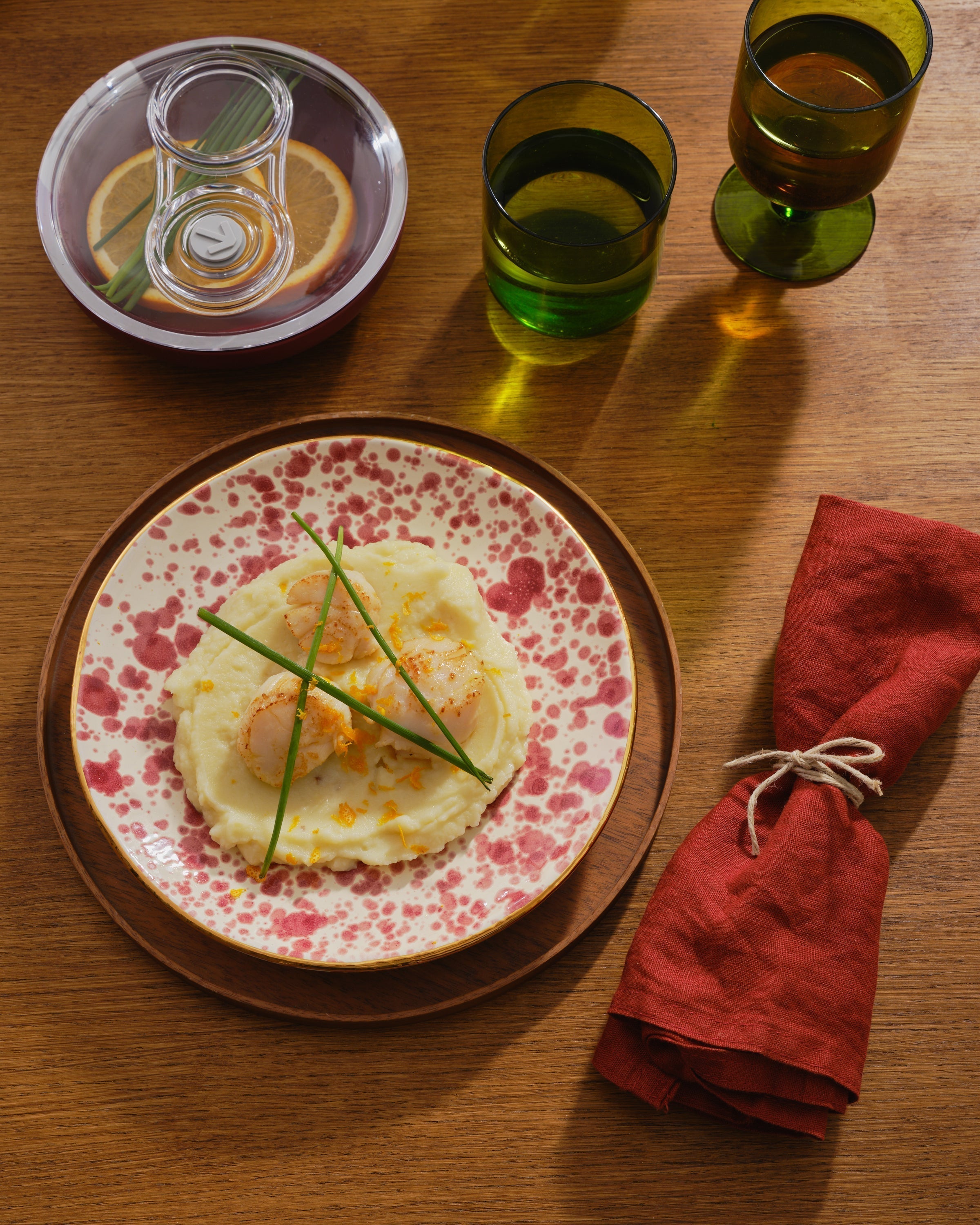 citrus dashi-marinated scallops.